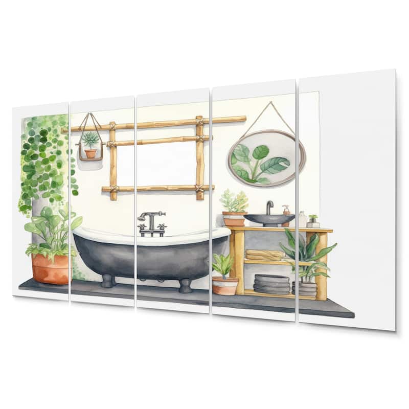 Designart "Natural Bathroom Decor VII" Bathroom Metal Wall Art Set